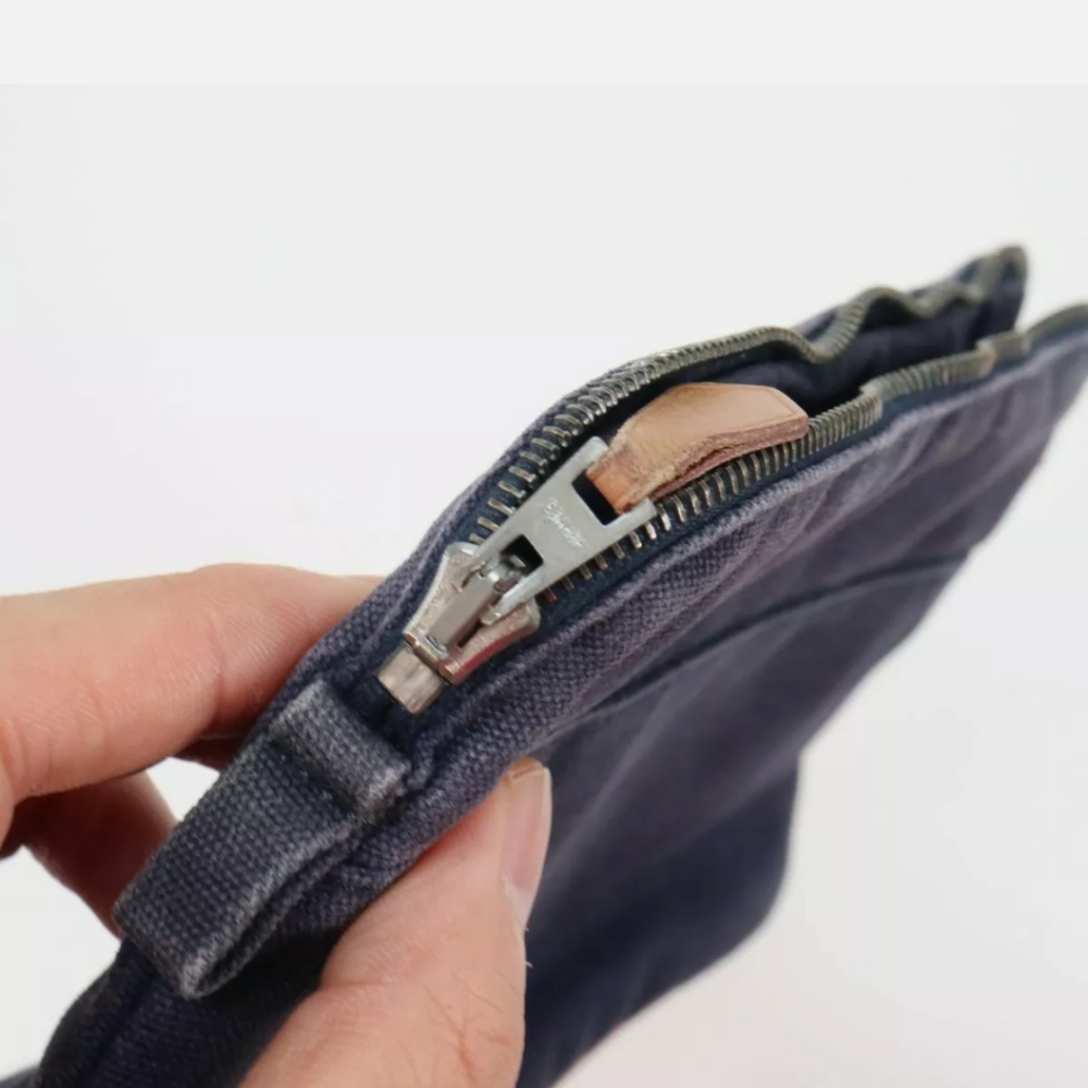 Hermes bolide canvas zip pouch pouchette bag blue silver mini purse travel - Picture 4 of 6